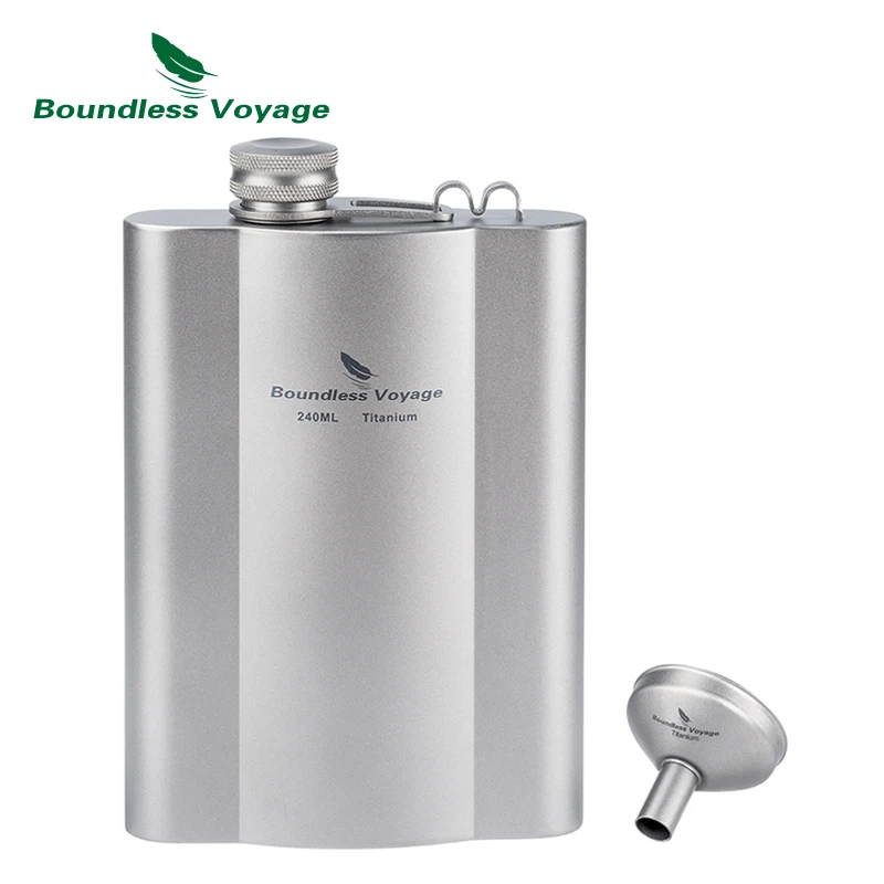 Bezhraničná plavba titánová bedrová banka s lievikom 180 ml / 240 ml vonkajšia ultralight Liquor Fľaš