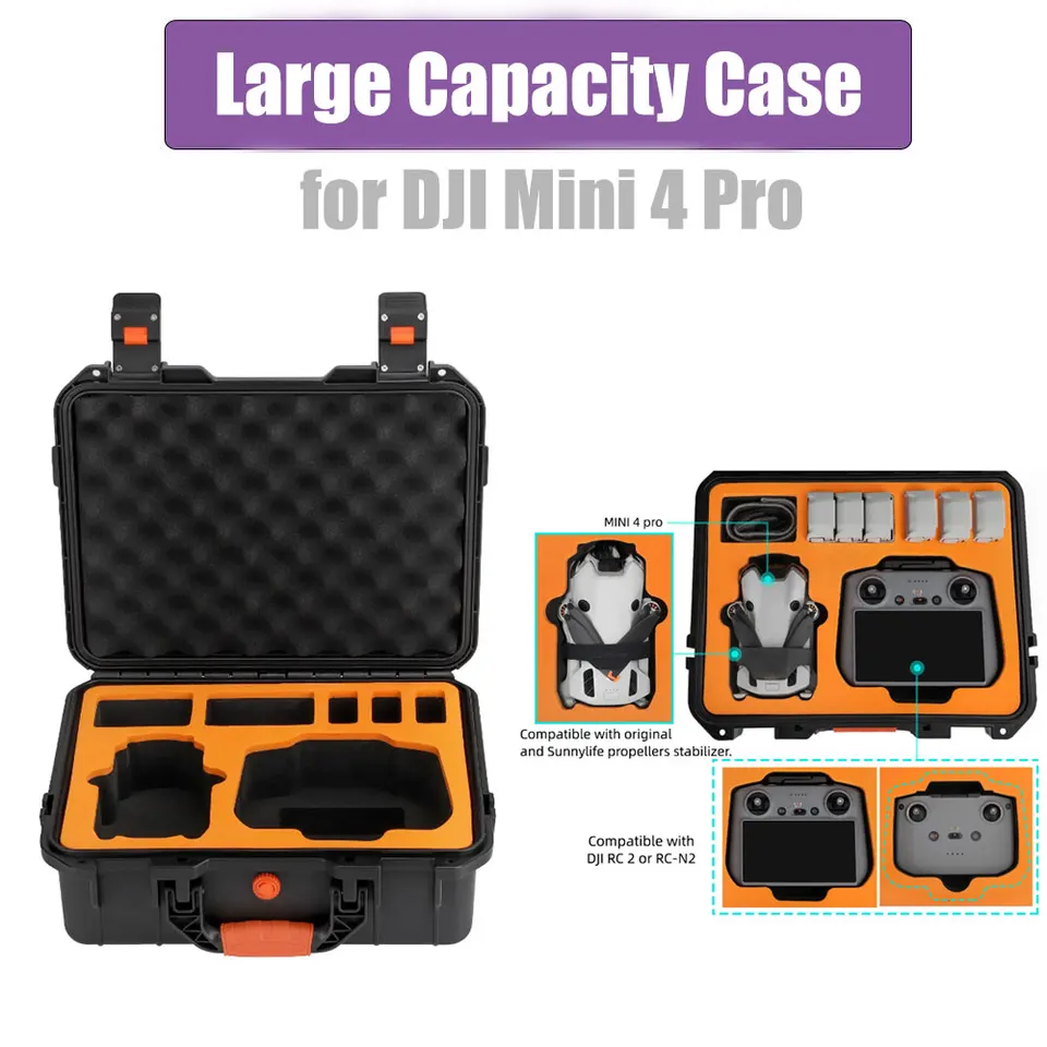 Bezpečnostné prenosné taška pre DJI Mini 4 Pro Hard Shell Witerproof Large Capacity Box pre skladovacie puzdro RC 2/RC-N2