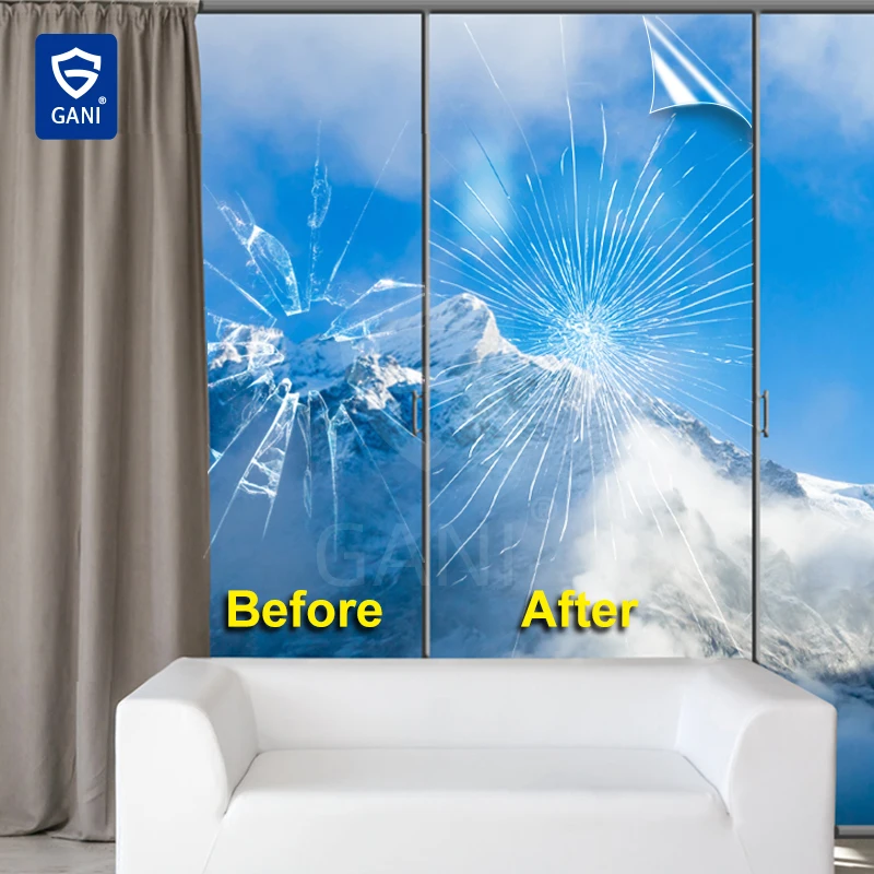 Bezpečnosť okna Bezpečnosť Číry okenný film Vodotesný sklenený odtieň 2/4/8 MIL Adhesive Vinyl Protection Sticker pre domácu kanceláriu