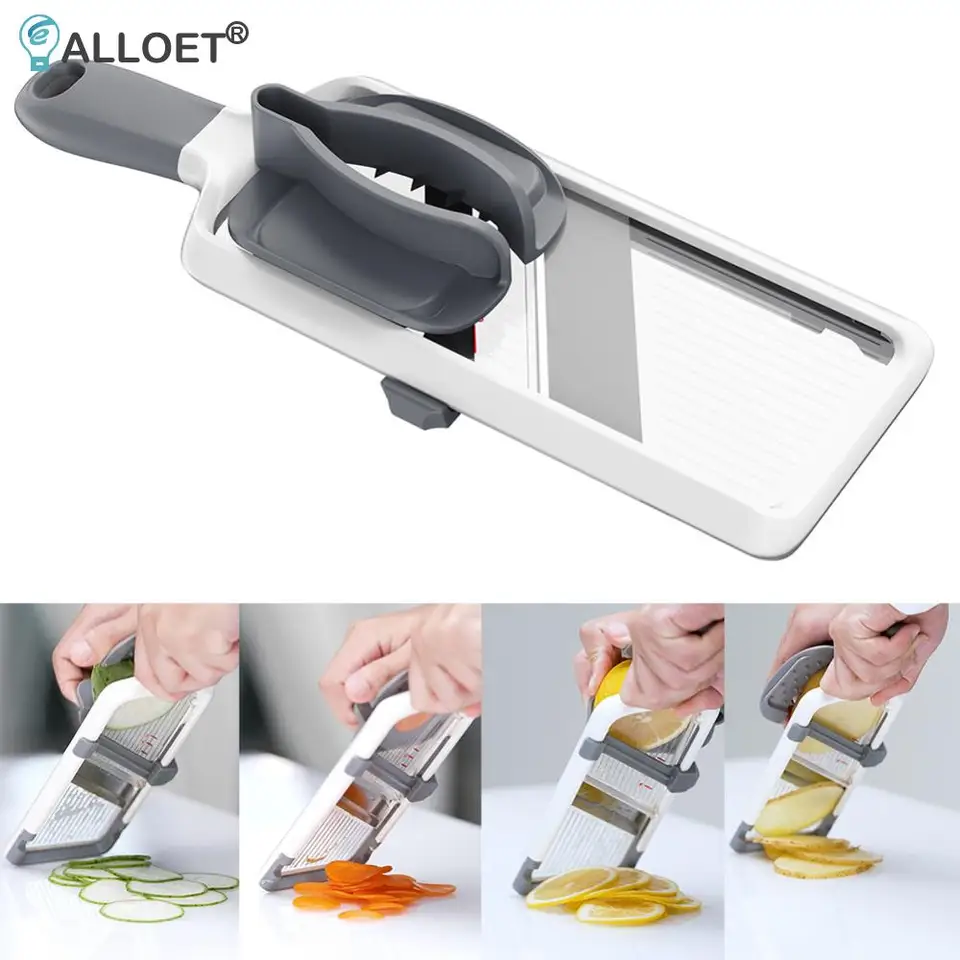 Bezpečné mandolínové jedlo Comfort Comfort Grip Mandolin French Fry Rezačka ľahko vyčistiteľná 3 režimy pre rýchle krájanie ovocia zeleniny