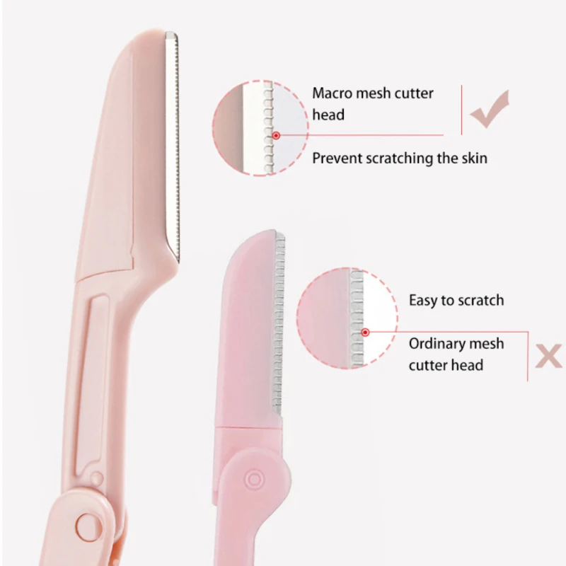 Bezpečné skladacie dámske dámy tvár hliniaca obočie Trimmer Blade Anti-Scratch Razor make-up nástroje
