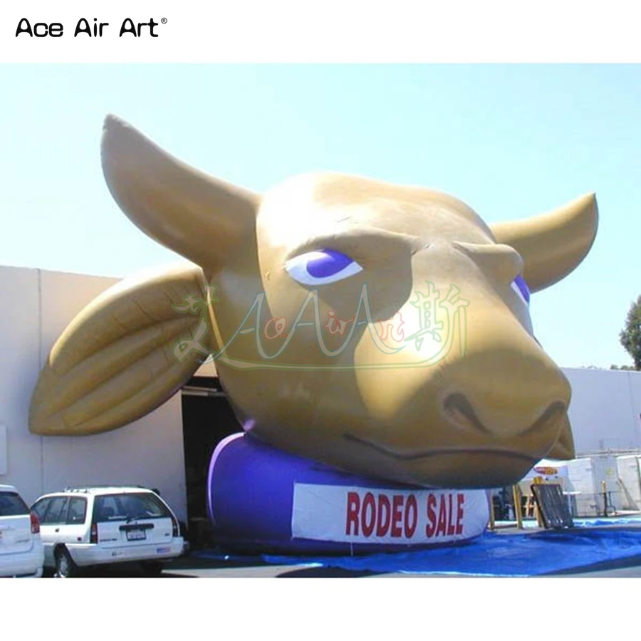 Bezplatná letecká doprava zlatá nafukovacia hlava, nafukovacie zviera pre outdoorovú reklamnú dekoráciu vyrobenú spoločnosťou Ace Air Art