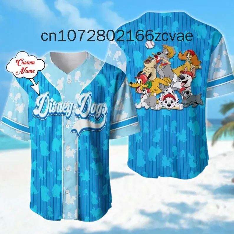 Bezplatná prispôsobená Disney 101 Dalmatians baseball Jersey Streetwear Fashion Summer Pánske a dámske baseballové tričko s krátkym rukávom