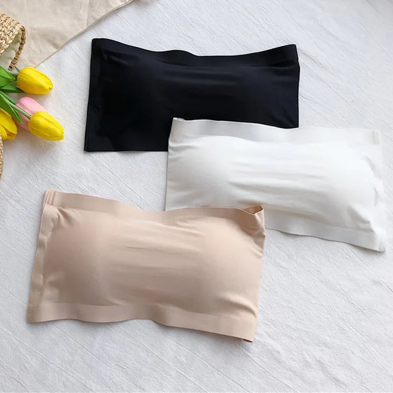 Bezproblémové jednodielne vrcholy trubice Ženy Odnímateľné vankúšiky intimujú základnú čiernu/bielu/bielu kožnú dámsku podprsenku bez ramienok Sexy spodná bielizeň