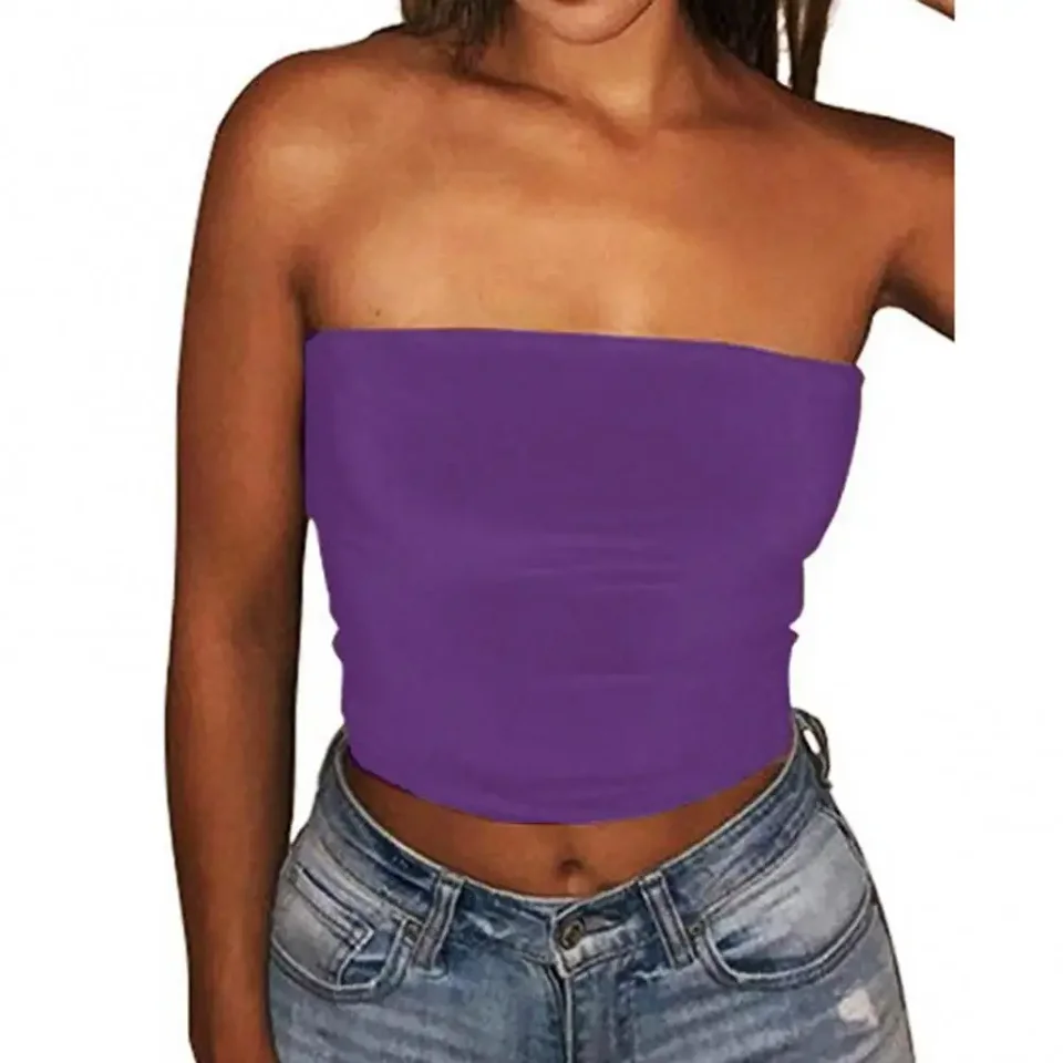 Bezproblémové základné zábal prsníka Ženy Sexy masívne farebné ramienok bez orezaných mini bustier Slim Elastic Tub