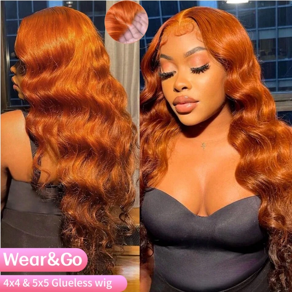 Bezprítomné zázvorové parochňu ľudské vlasy kučeravé parochne Body Wave Body Vlasy Parochne 4x4 5x5 HD čipka