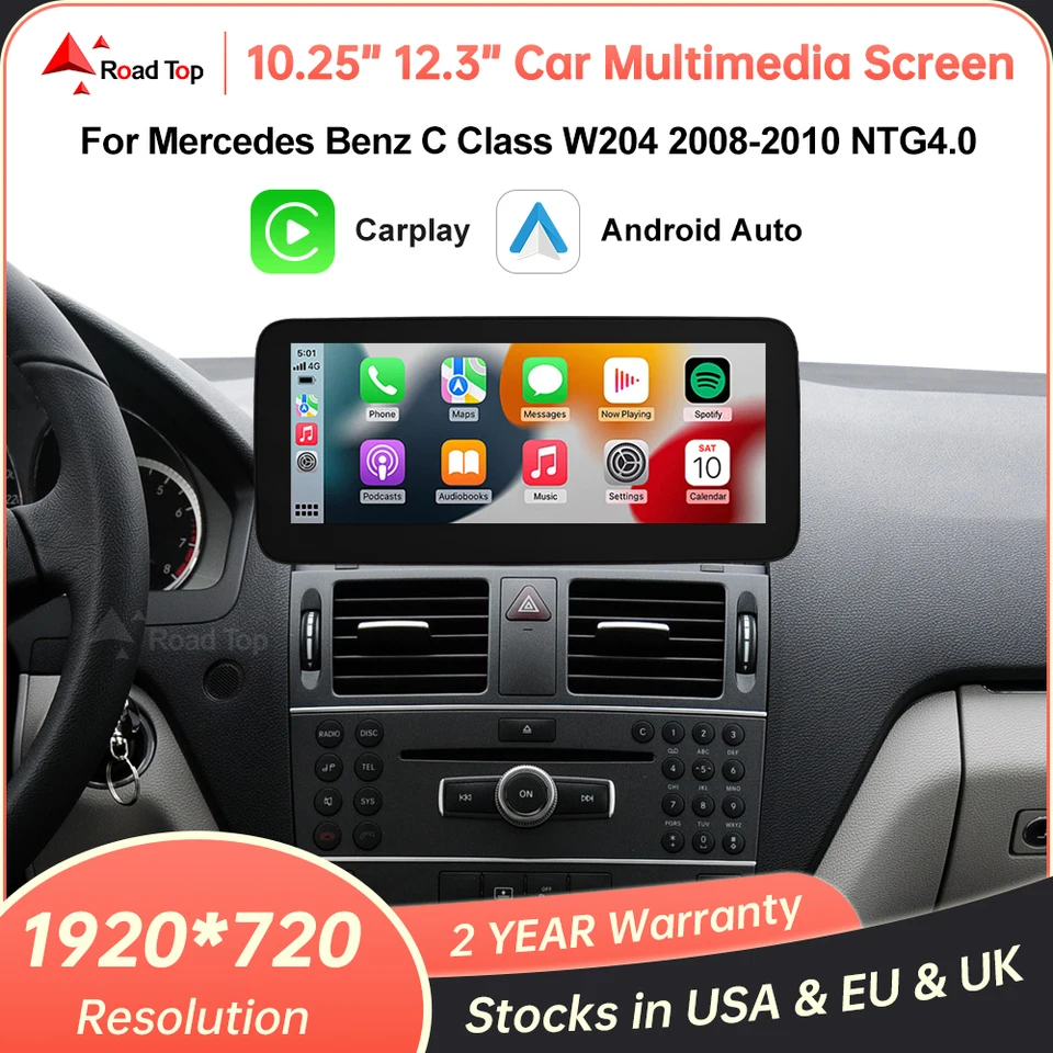 Bezúhonný CarPlay Android Auto Car Multimedia Linux Touch Screen for Mercedes Benz C Class W204 2008-2010 NTG4.0 Hlavná jednotka