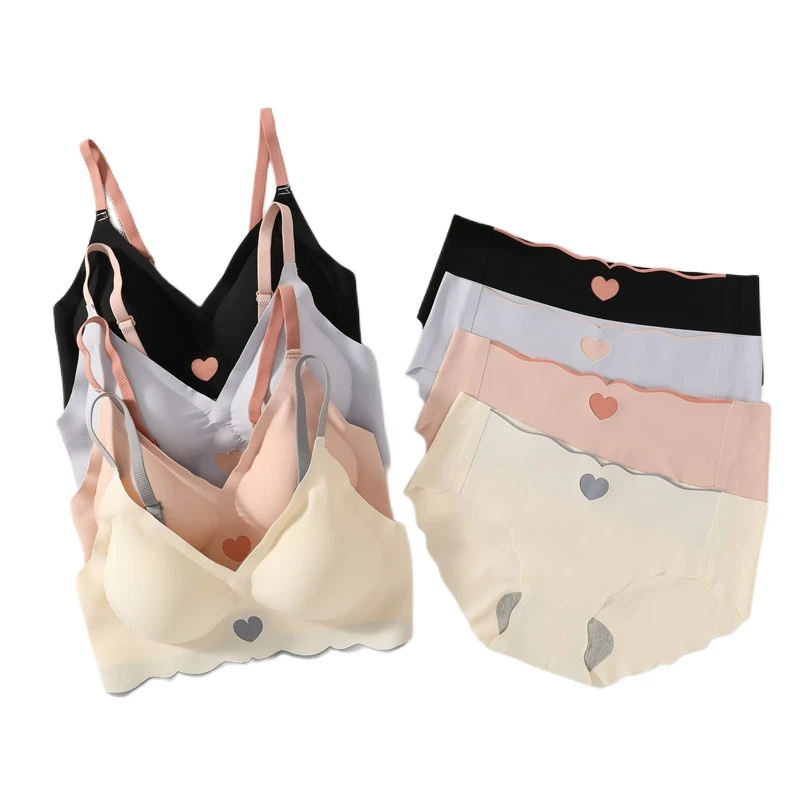 Bezšvová podprsenka Ženy Wireless Bras Sexy spodná bielizeň set hlboko v Tops Soft Briefs Dámske dámske spodné prádlo súpravy Ženy Intimáty