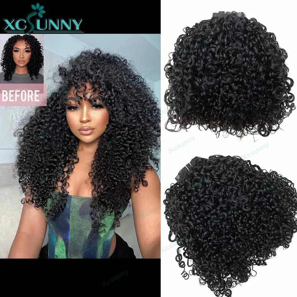 Bezšvový klip PU v predlžovaní vlasov Jerry kučeravé bezšvové klip Ins Human Hair Natural Black Classic Clip v predĺžení vlasov