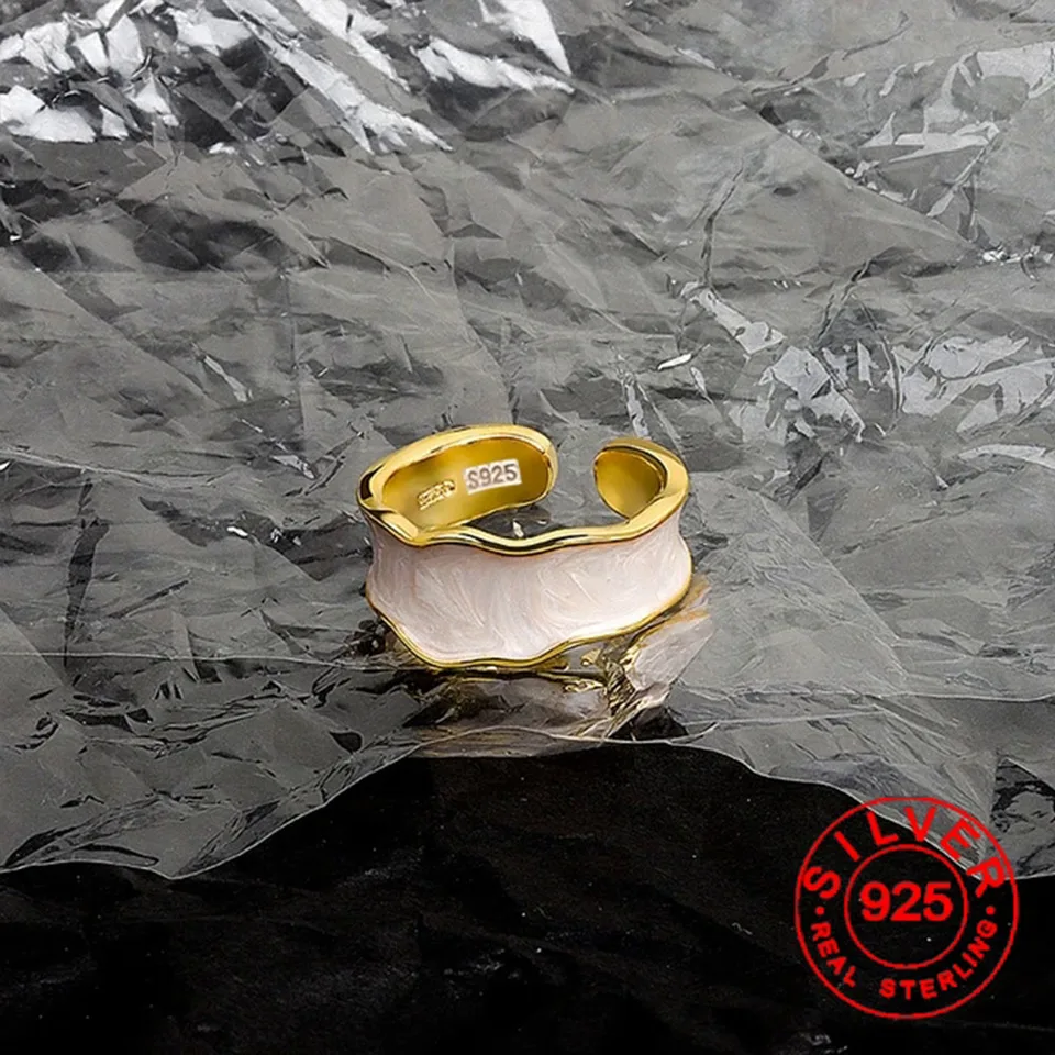 BF Club strieborná farba strieborné otvorené prstene pre ženy Bell Stone Trendy Elegantný tvorivý dizajn nepravidelné nastaviteľné večierky šperky