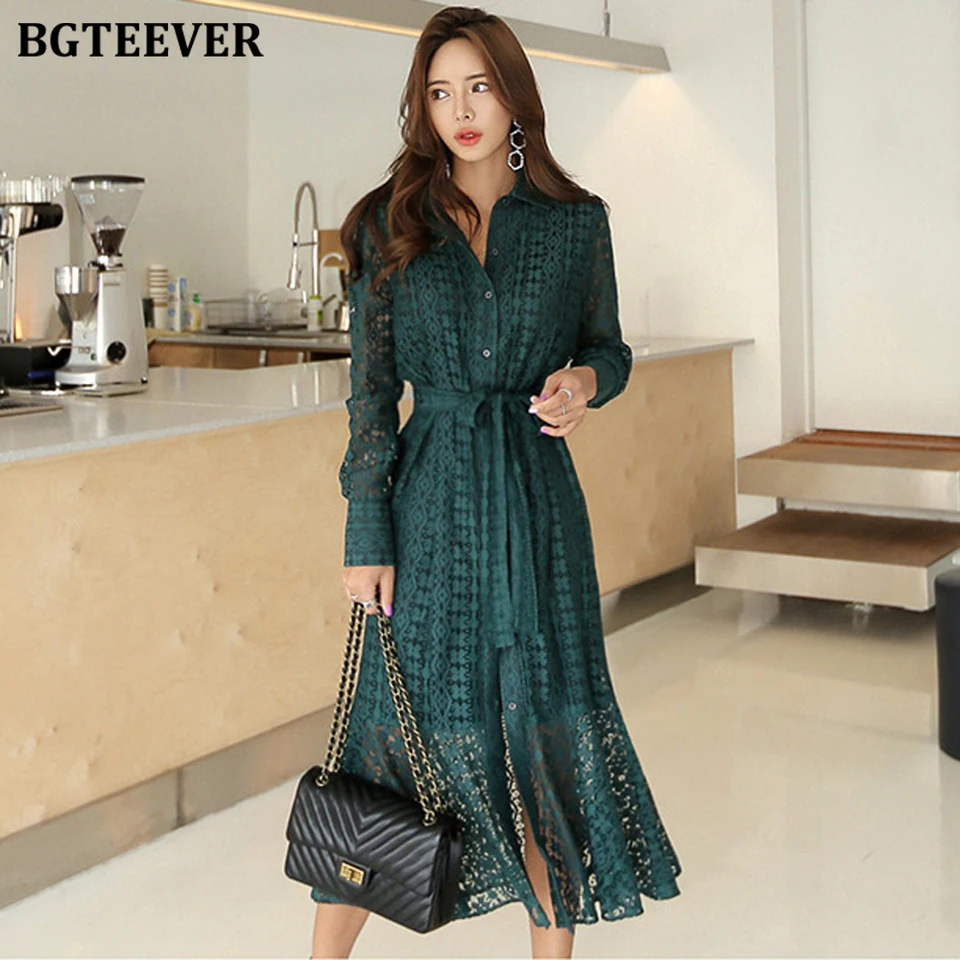 Bgteever vintage dutiny čipky dám dlhé šaty obväz Elegantné panna ženské šaty plné rukávy Vestidos