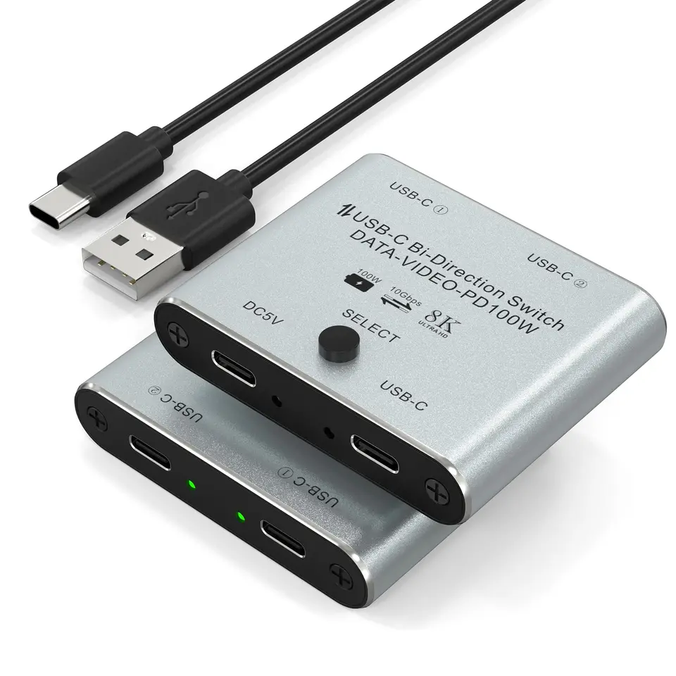 BI SEMICAL USB C KVM Splitter USB C SWITCH ， 8K@60Hz/4K@144 Hz prenos videa+100 W nabíjanie+10 GBPS, s údajmi napájacieho kábla