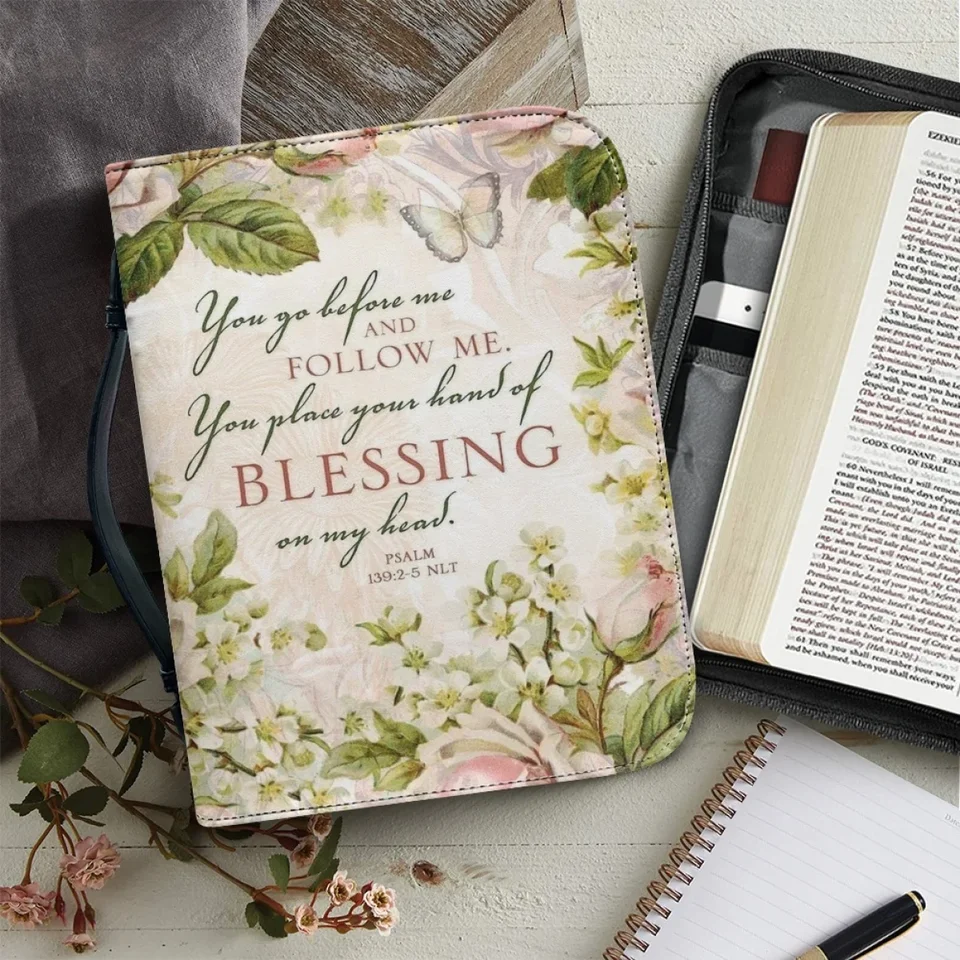 Biblický kryt pre ženy pre ženy kožené zipsové rukoväť kabelku vynikajúca biblická taška s vreckami Prispôsobenie študijnej knihy Svätá úložná taška