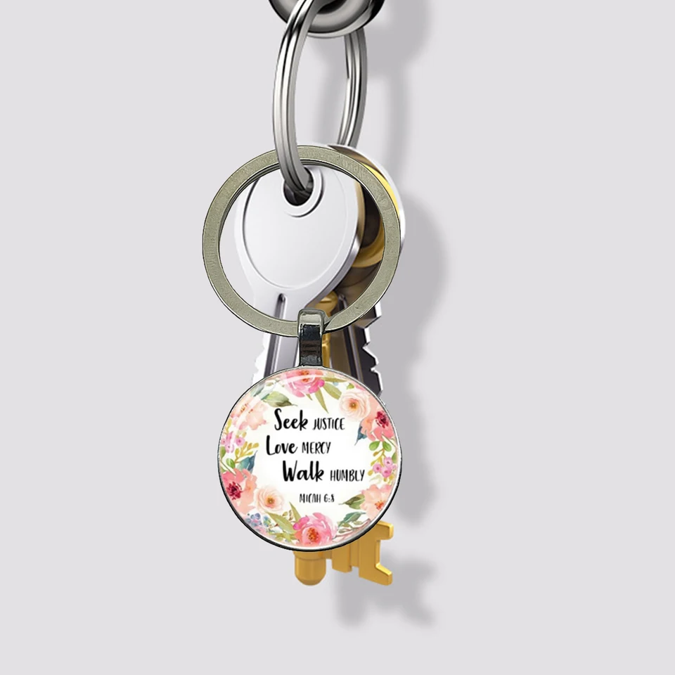 Biblický verš Keychain vianočné dary náboženskej viery pre ženy -propaguje kresťanský kľúč pre neho jej biblický verš
