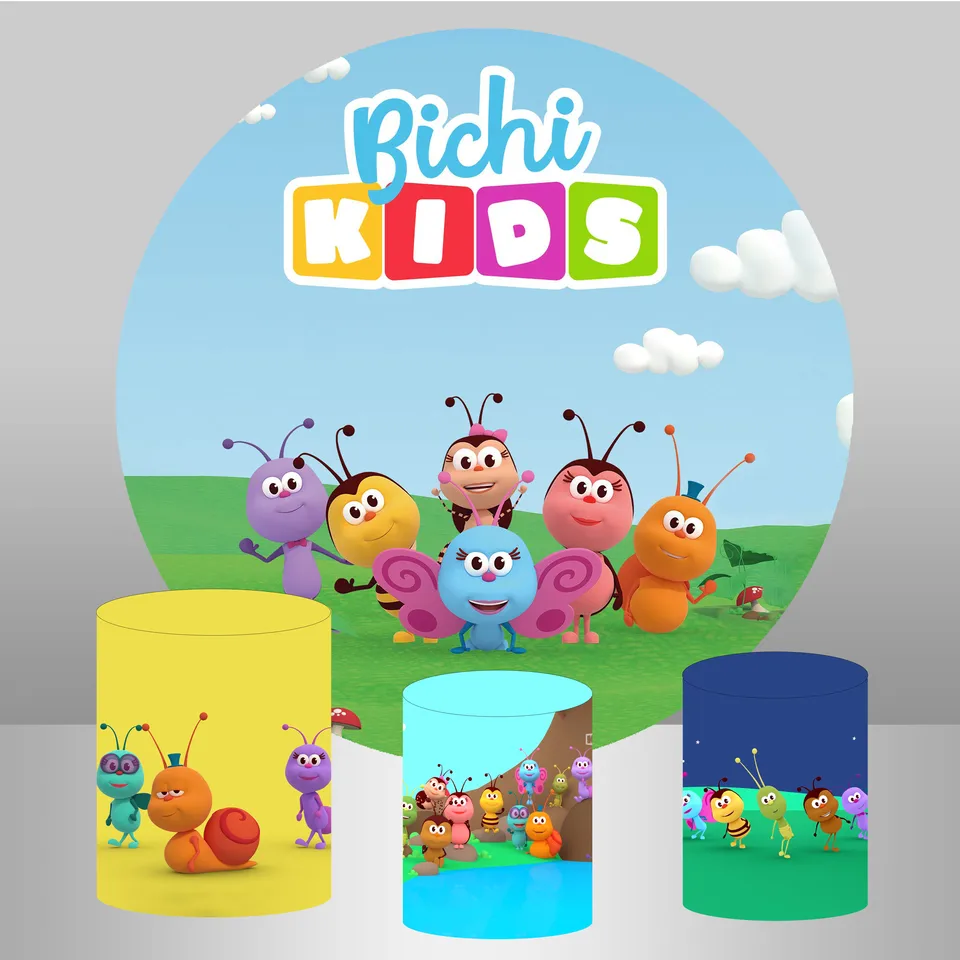 Bichi Kids narodeniny Elastické okrúhle pozadie bábätká Dúh