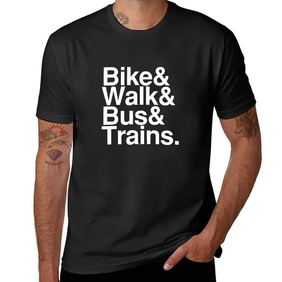 Bicykel a prechádzka, autobus a vlaky tričko Hippie Clothes Presnaté pánske košele Plain T tričká