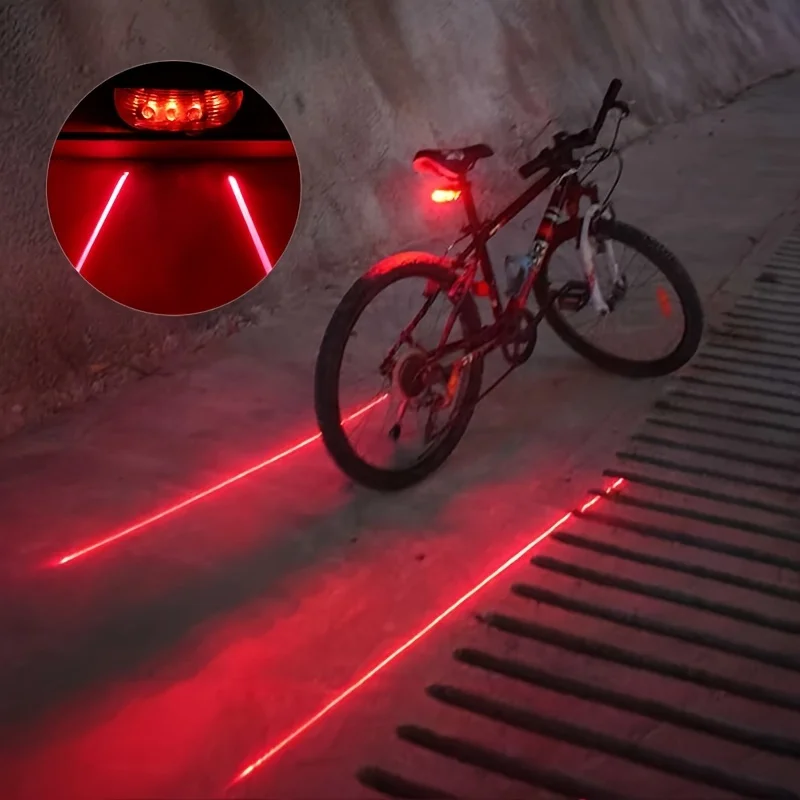 Bicykel LED svetlá LED 2 LASERS 5 LED vodotesné cyklistické zadné zadné svetlá