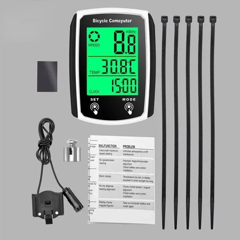 Bicykel počítač LCD digitálny káblový cyklistický počítačový tafometer na bicykel Rýchle kilometrov s príslušenstvom podsvietenia bicyklov