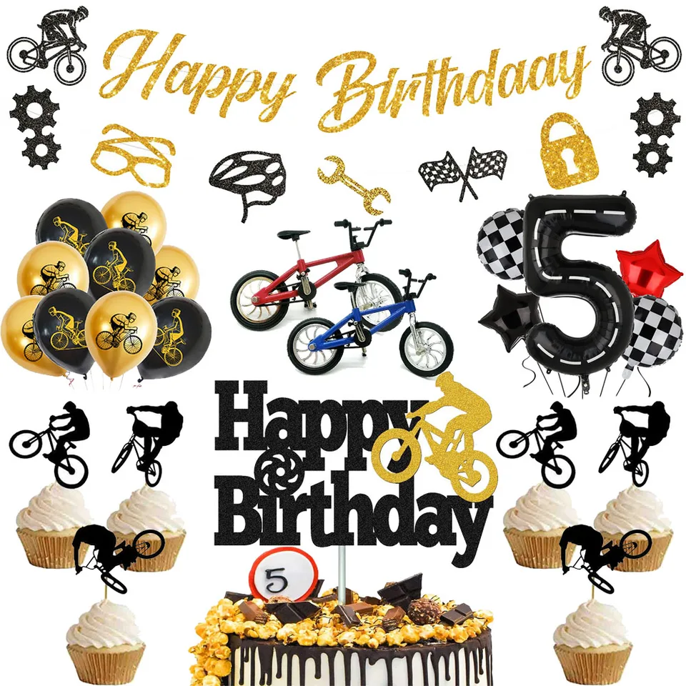 Bicykel večierky dodávky narodenín banner balón bicykel tortu dekorácia cupcake topper bicykel k narodeninám dekora