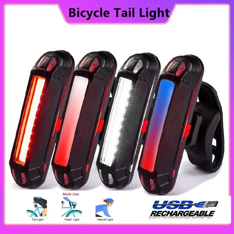 Bicykel zadný chvost USB Nabíjateľná červená modrá LED LED Bright Taillight Fit na ľubovoľný bicykel/prilba, ktorá sa ľahko inštaluje pre bezpečnosť cyklistiky