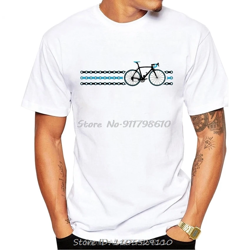 Bicykle Stripes Team Sky - reťazové vtipné dizajnérske tričko Summer muži krátke rukávy Man Sport Tops Cool Boy Tees