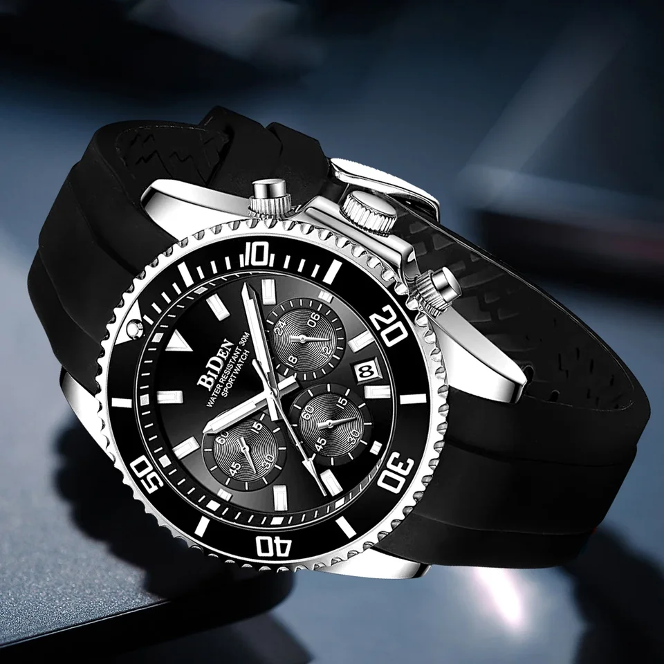 Biden's Men's Watch Top Brand Luxusný originálny nepremokavý kremeň hodinky Pánske high -end pre voľný čas obchodný štýl Pánsky darček