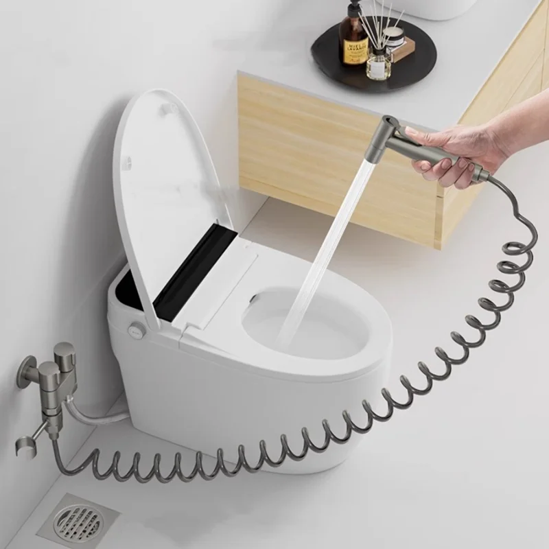 Bidet WC STAPER Set Spray Voda kúpeľňa vreckový bident postrekovač toaletný sprchovací kút dvojitý výstupný uhlový ventil nehrdzavejúca oceľ