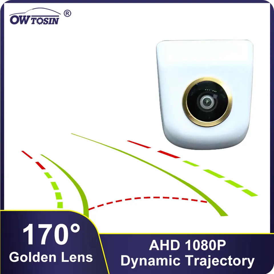 Biela 170 ° Dynamická trajektória AHD 1080p Zlatý šošovkový fotoaparát s reverzným vozidlom pre akékoľvek auto nočné videnie zálohovanie zadného pohľadu automobil
