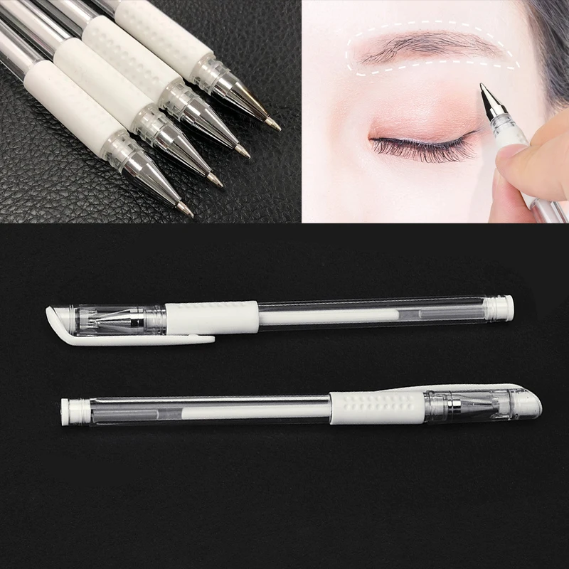 Biela chirurgická kožná markerová pero pero ceruzka Perkujúce make -up tetovanie pero mikroblading permanentný make -up obočie pery marker