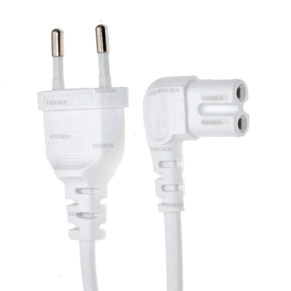 Biela Eu Euporean 2 Hrog zástrčka do IEC320 C7 Obrázok 8 Kábel predlžovania adaptéra uhla pre Samsung Philips Sony LED TV TV