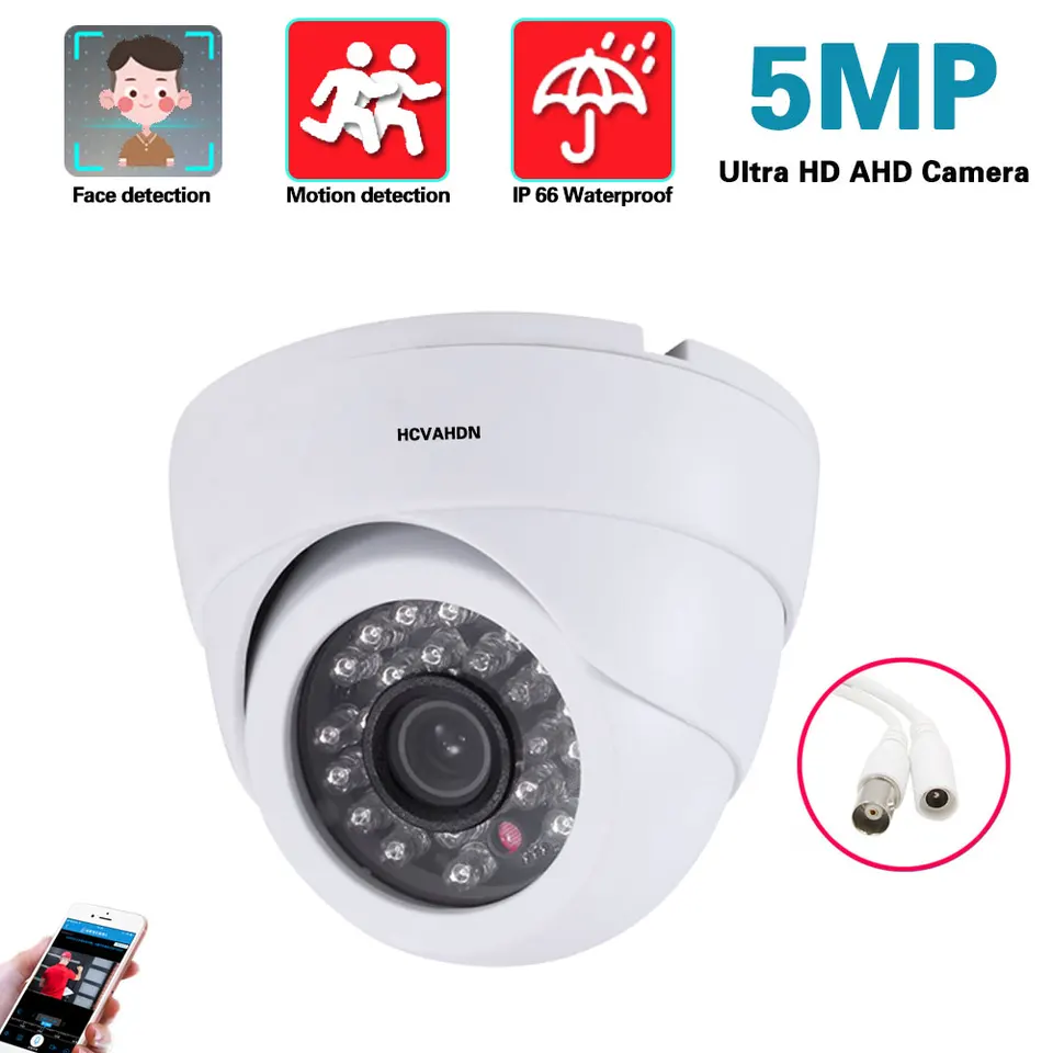 Biela kamera CCTV AHD Dome Camera 5MP HD Oudoor Indoor Home BNC Security Analógová kamera XMeye 2MP 1080p DVR Video Surveillance Cam H.265