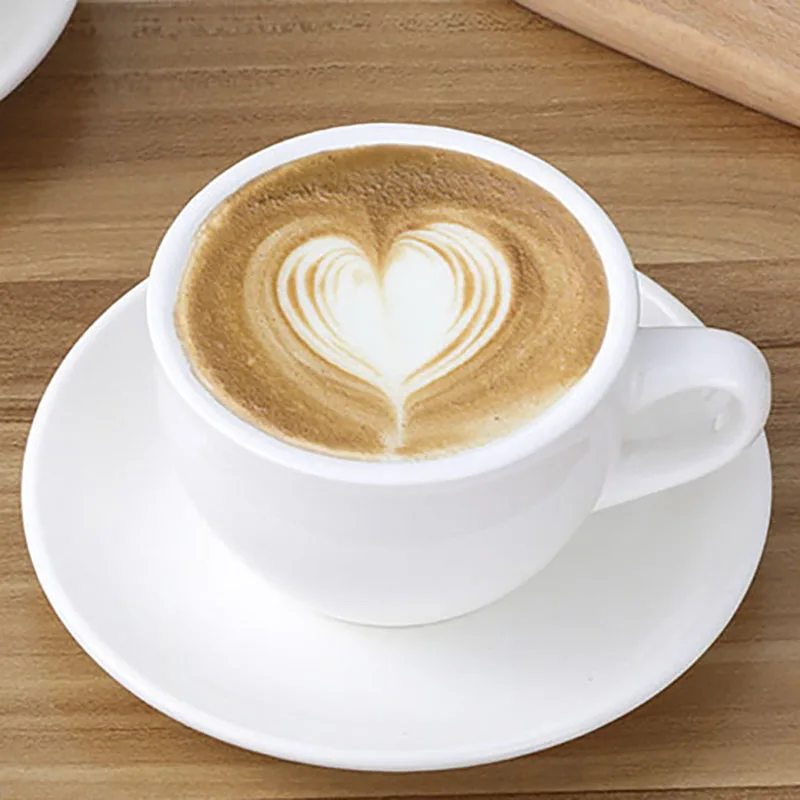 Biela keramická porcelánová kávová šálka pre kaviarni Bfor, cappuccino latte umenia šálky, espresso šálky s taniermi