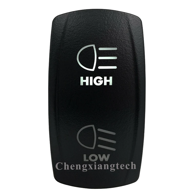 Biela LED 7 PIN DPDT ON OFF OF ROCKER SWINT - HIGH LOW - 12V 20A 3 Poloha cesty