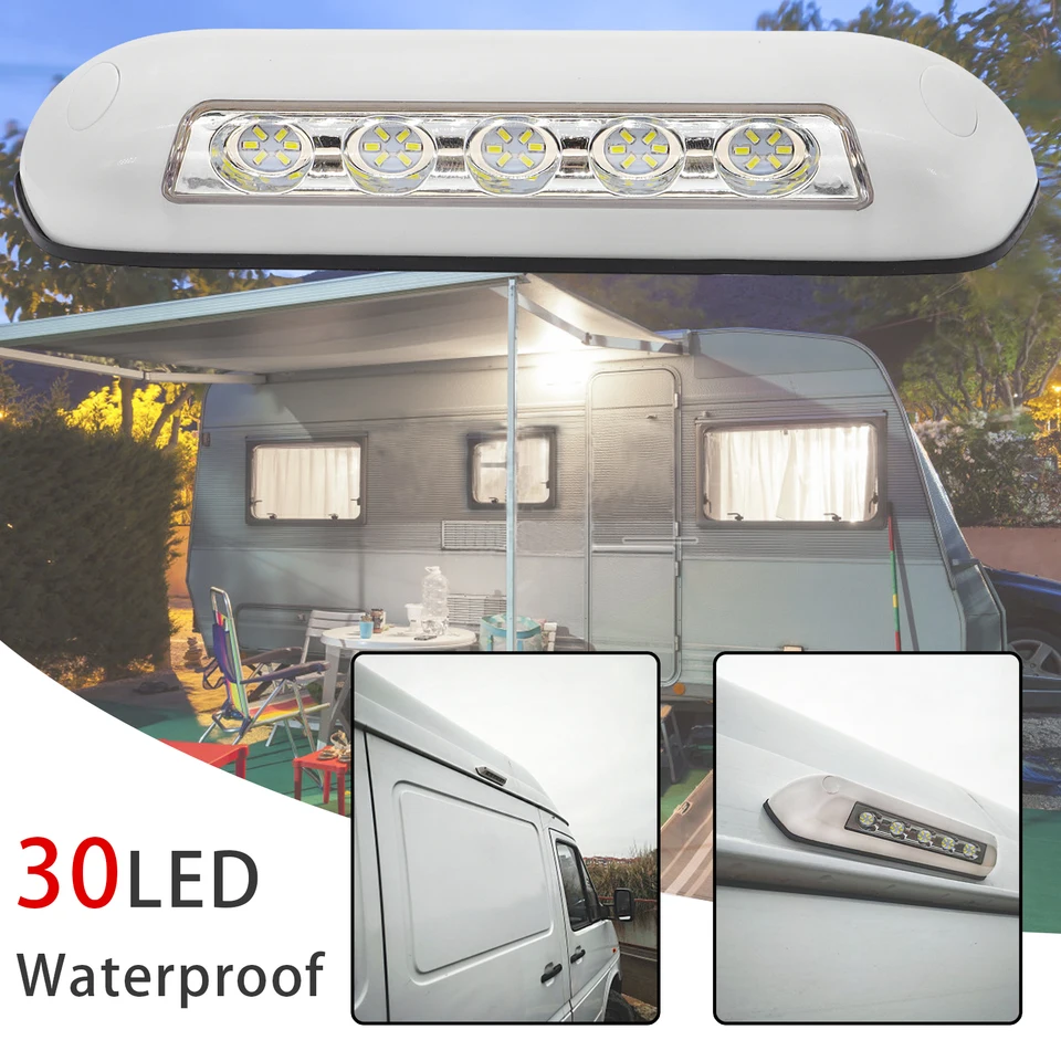 Biela LED markíza Proch Light Interior Wall Universal 12V IP67 Vodotesný námorný karavan Camper príves exteriér kempingová lampa lampa