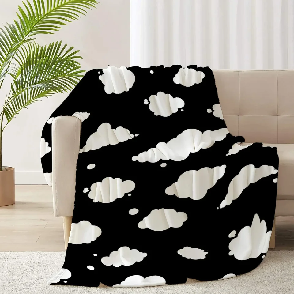 Biela oblaková prikrývka karikatúra modrá obloha Hádajte dobrý darček pre dievča, chlapec Super Soft Fleece Lightweight Vhodné stoličky pohovky