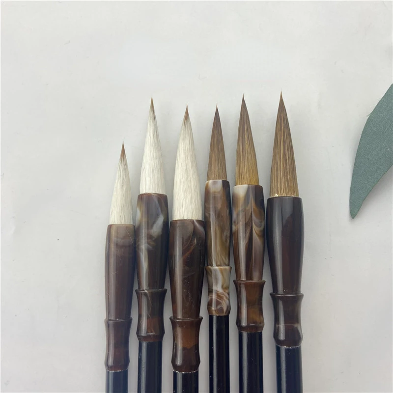 Biela vlnená kefka/hnedá laskaka vlnená vlasy Čínsky japonský kaligrafický kefový perá sada Art for Office School Supplies