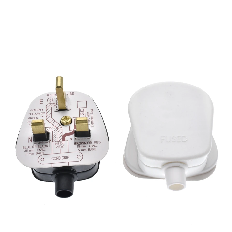 Biela čierna 3 Pin UK Seninová horná zástrčka 13a 13 AMP spotrebičov Socky Socket Fuse Adapter Household, 1 ks