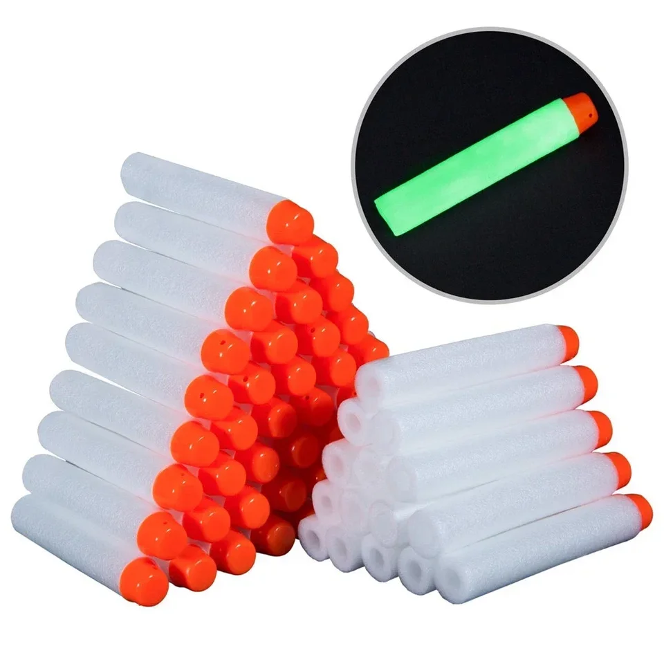 Biela žiara v tmavej mäkkej doplňovaní guľky náhradná pena Svetlá guľka pre hračku Nerf hračky Elite Series Soft Soft Dier Bullets