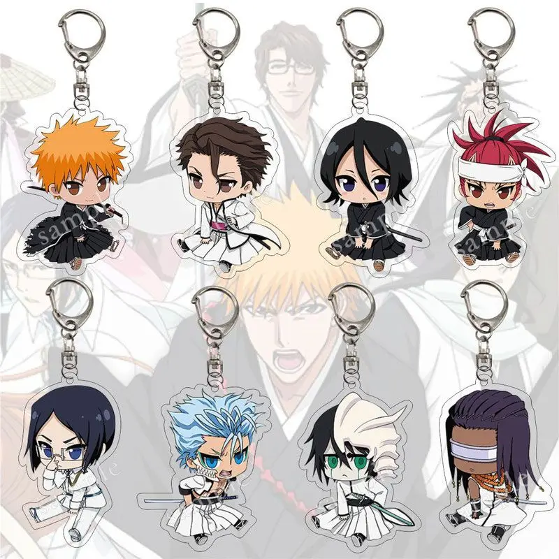 Bieliace kawaii anime periférie Kurosaki Ichigo Rukia Kuchiki Byakuya Baymax Grimm Ulquiorra akryl Keychain Gif Wholesale