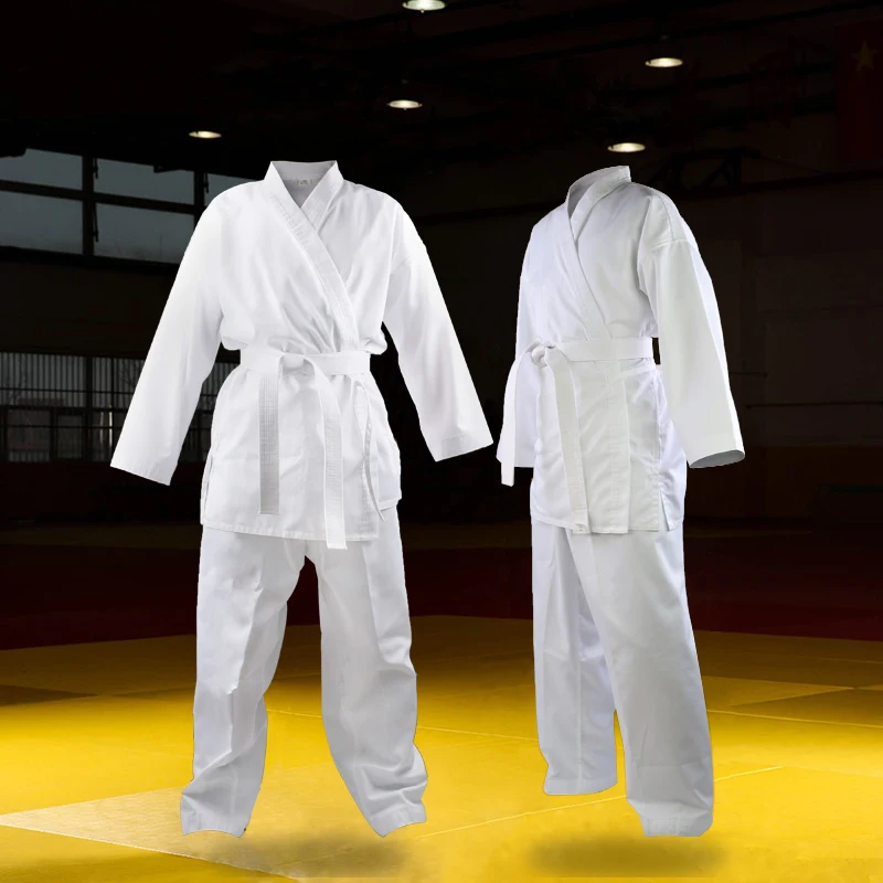 Biely golier karate Uniforma Dobok Dospelé deti priedušné taekwondo WTF schválené dobrá tkanina Jodo Clothes Dobok Kimono Sety
