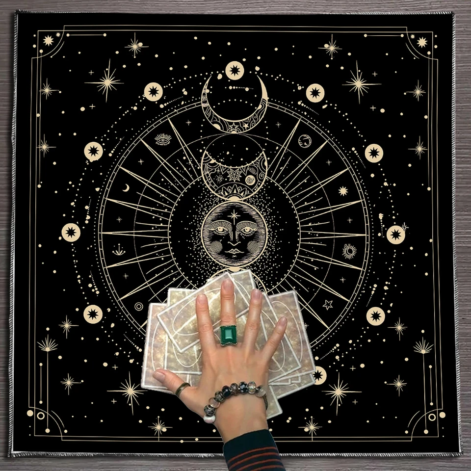 Biely mesiac tarot karta obrusový astrálny oltárny handrič