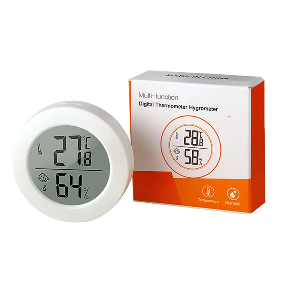 Biely mini okrúhly LCD digitálny teplomer Hygrometer chladničku Freezer Senzor testera vlhkosti detektor vlhkosti