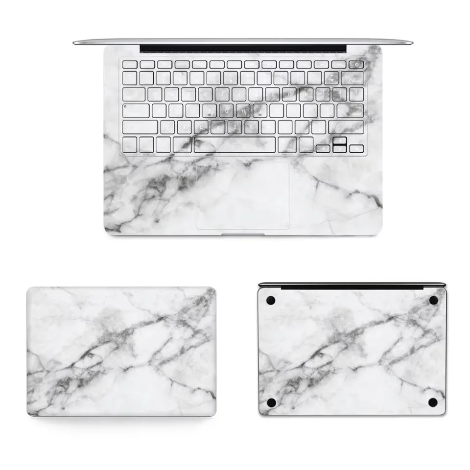 Biely mramorový vzor notebook Vinylová nálepka na nálepku na nálepku na zápästie PAT pre MacBook Air Pro 16 