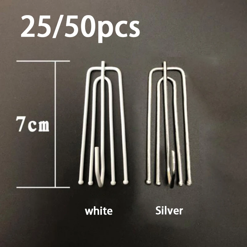 Biely strieborný kov Štyri vidlice Curtain Tape Hook Hák