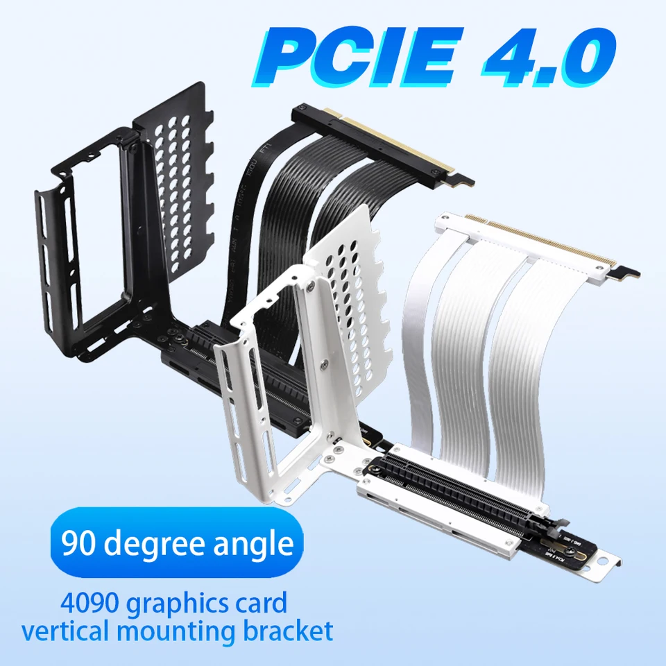 Biely stúpač PCI-E 4.0 X16 Predlžovací kábel 90 stupňov uhle 4070 4080 4090 Grafika