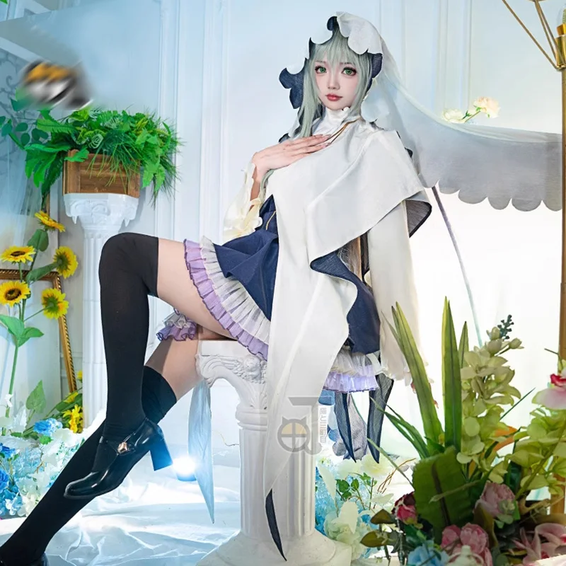 Biely svätý a čierny kňaz cos Cecilia cosplay krásne šaty lolita kostým ženský anime svätý outfit a