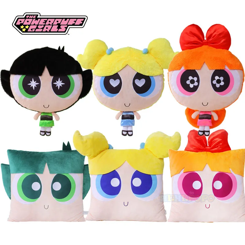 Big 38 cm 45 cm powerpuff Girls Hlava plyšové vankúše roztomilé karikatúra dievčenský srdc