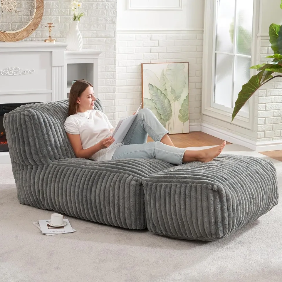Big Bean Bag Lounger Stoličky Veľké Beanbag stolička pre dospelých fazuľové tašky Pohovka s pamäťou naplnenou pre obývaciu izbu, spálňu alebo