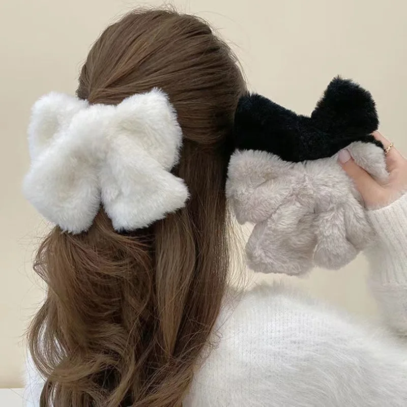 Big Bow Hair Slip Velvet Hair Clip čelenka Furry Clip Top Clip Hair príslušenstvo