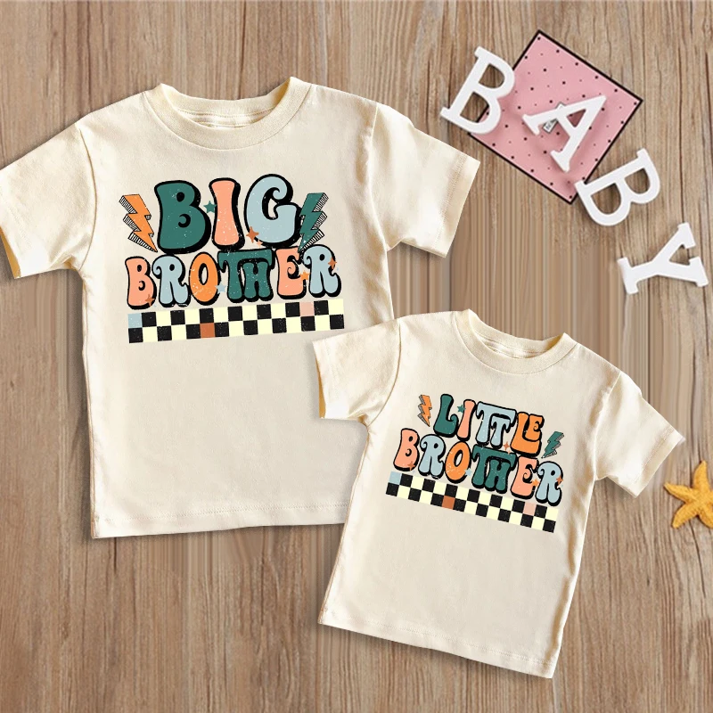 Big Brother Little Brother Print Kids Retro retro dieťa súrodenec zhodné tričko Summer Boys Dievča